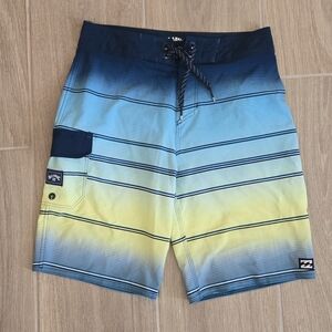 Billabong Yellow and Blue Swim Trunks